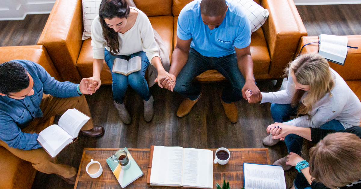 bible study friends holding hands praying, taming the tongue