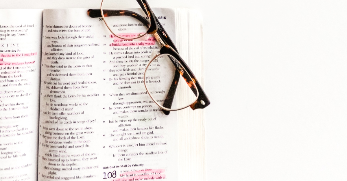 Glasses over top highlighted scripture