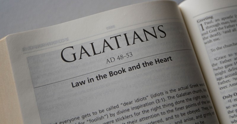 Bible open to Book of Galatians