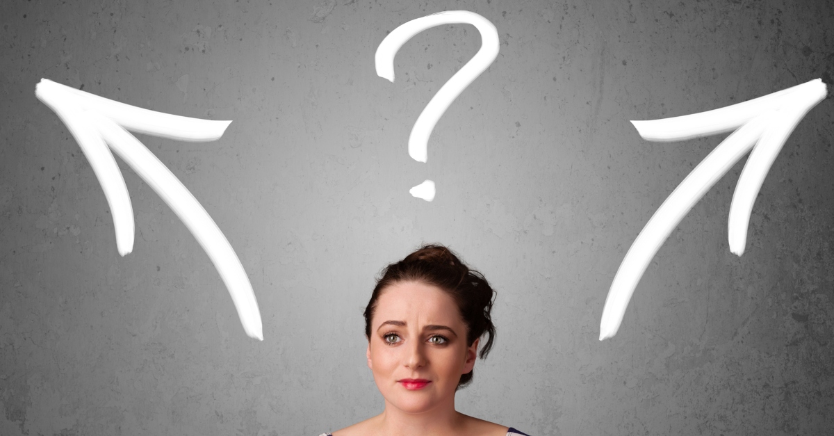 woman confused which way to go making decision