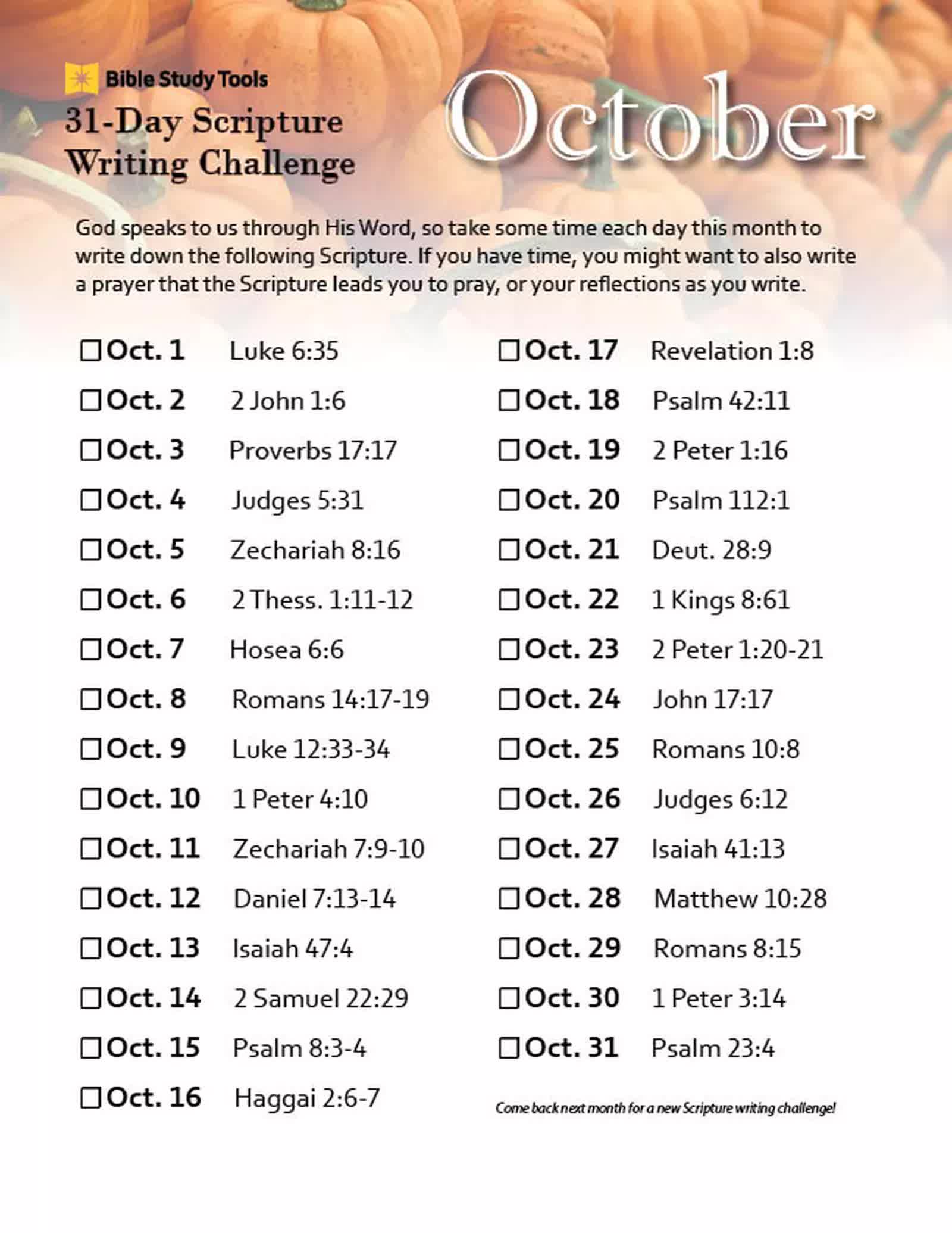 October 31Day Scripture Writing Challenge Bible Study Tips