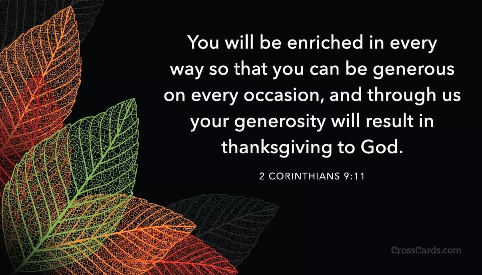 2 corinthians 9 11 thanksgiving to god bible verse.