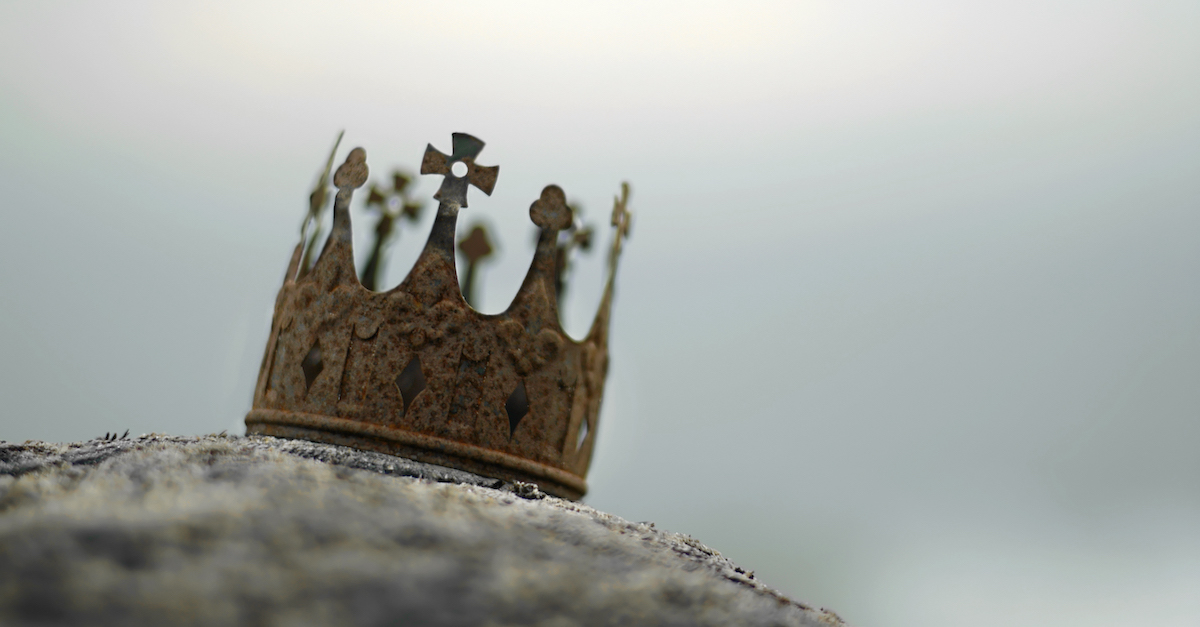 rusted crown on a rock, king Saul