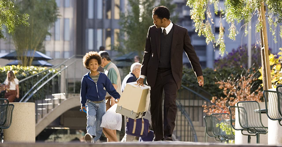 Will Smith in the Pursuit of Happyness, a Will Smith movie that will make you cry