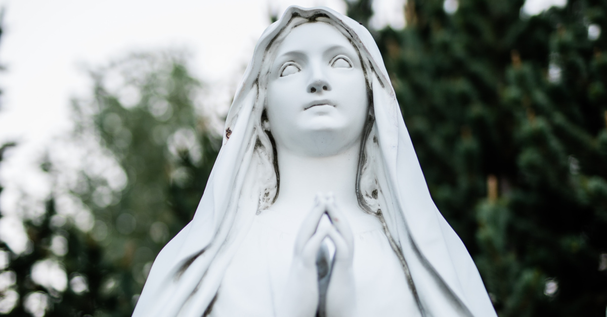 A statue of Mary, statue outside of New York church is destroyed