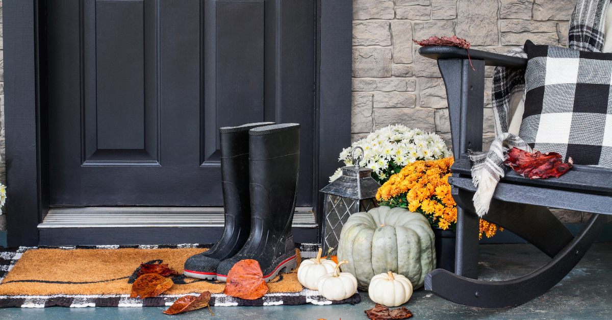 Autumn decorations on a front porch