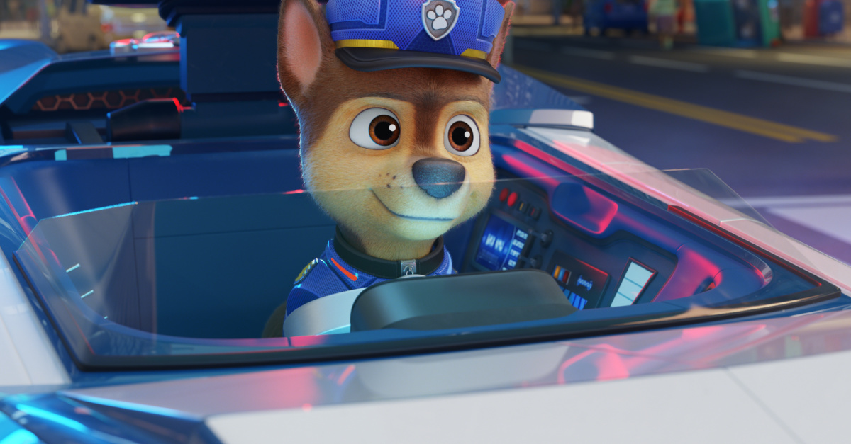 Paw Patrol dog driving a car
