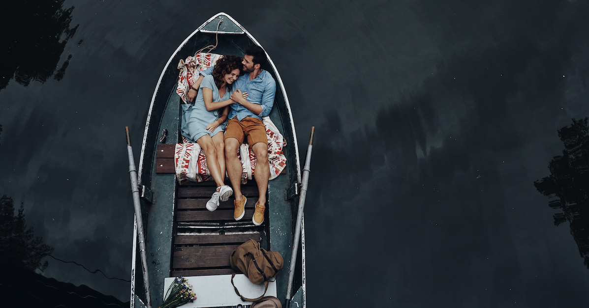 Romantic couple on a boat