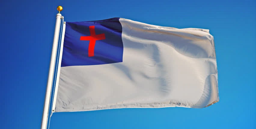 Christian Flag waving in the wind