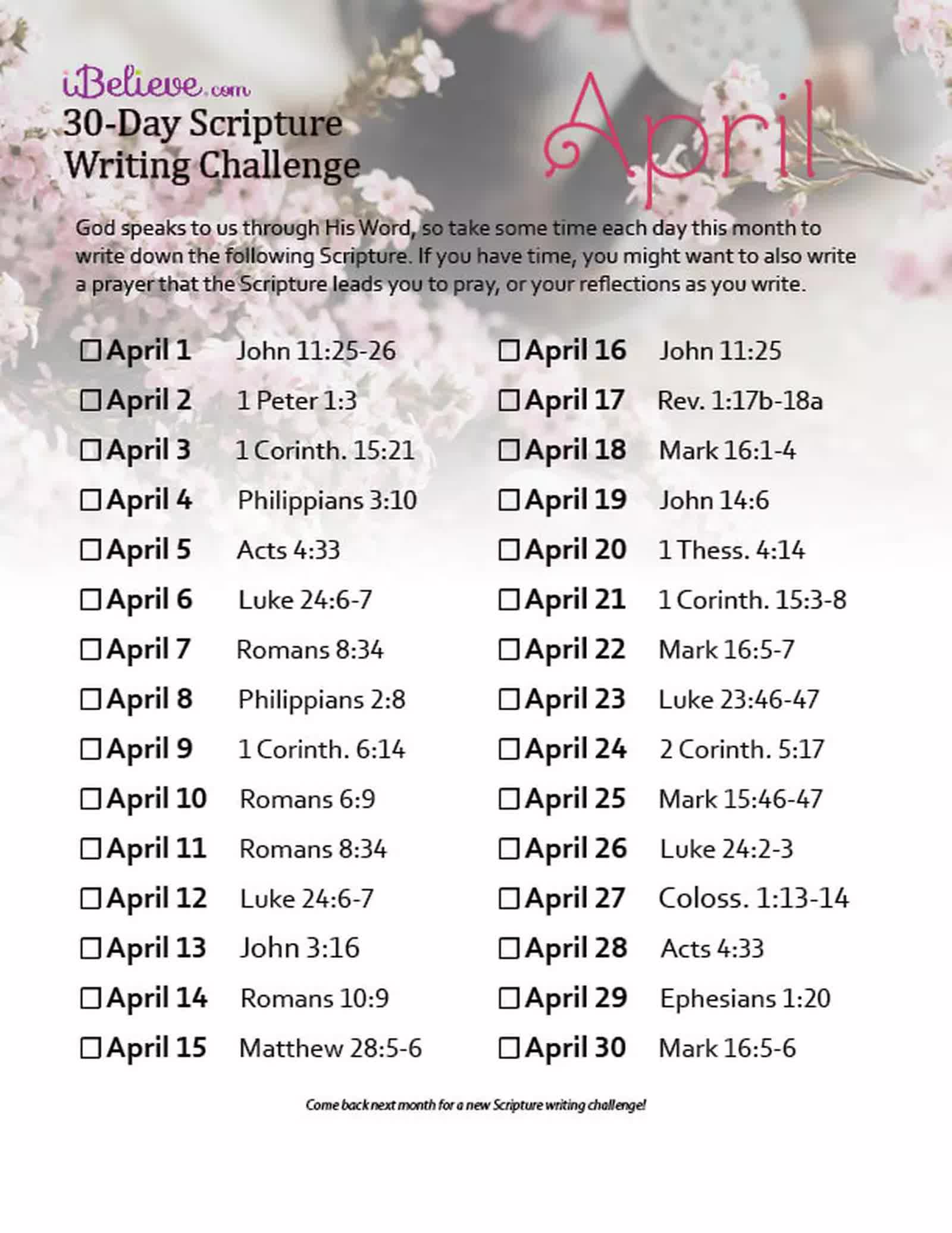 April Scripture Writing Challenge (2022)