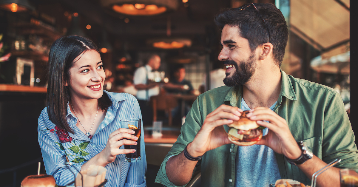 Couple eating at a restaurant together