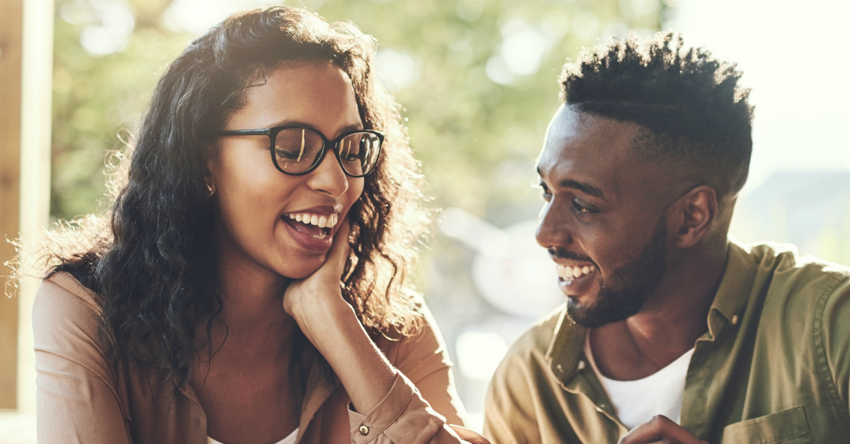 Young couple laughing together on a date