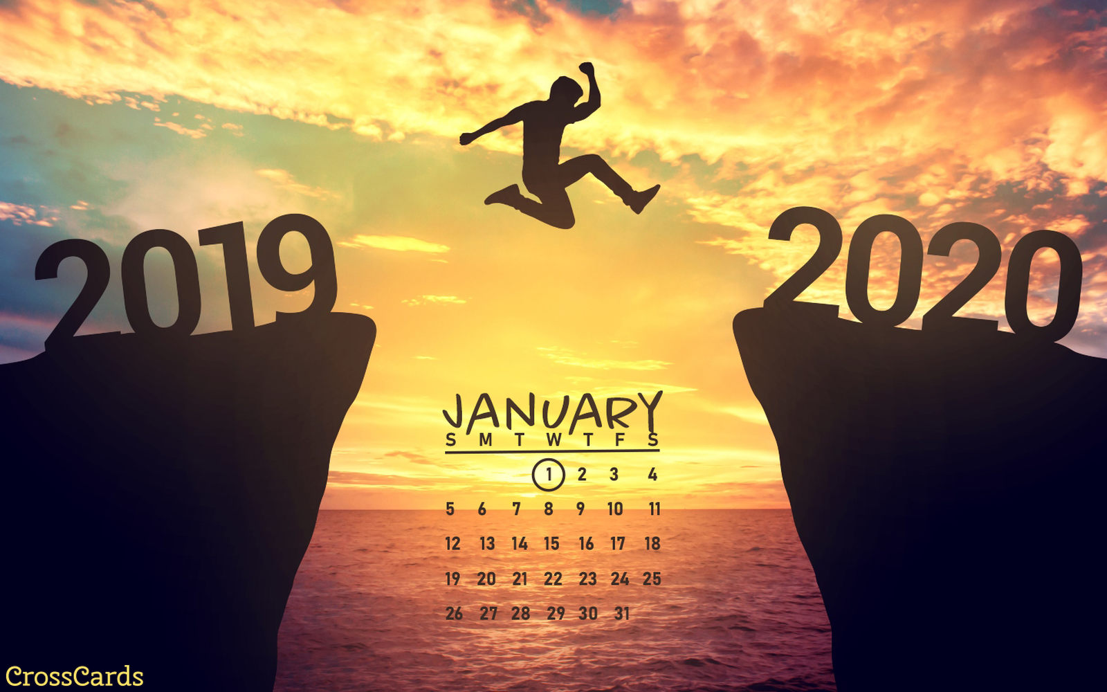 January 2020 - Jump into the New Year Desktop Calendar- Free January