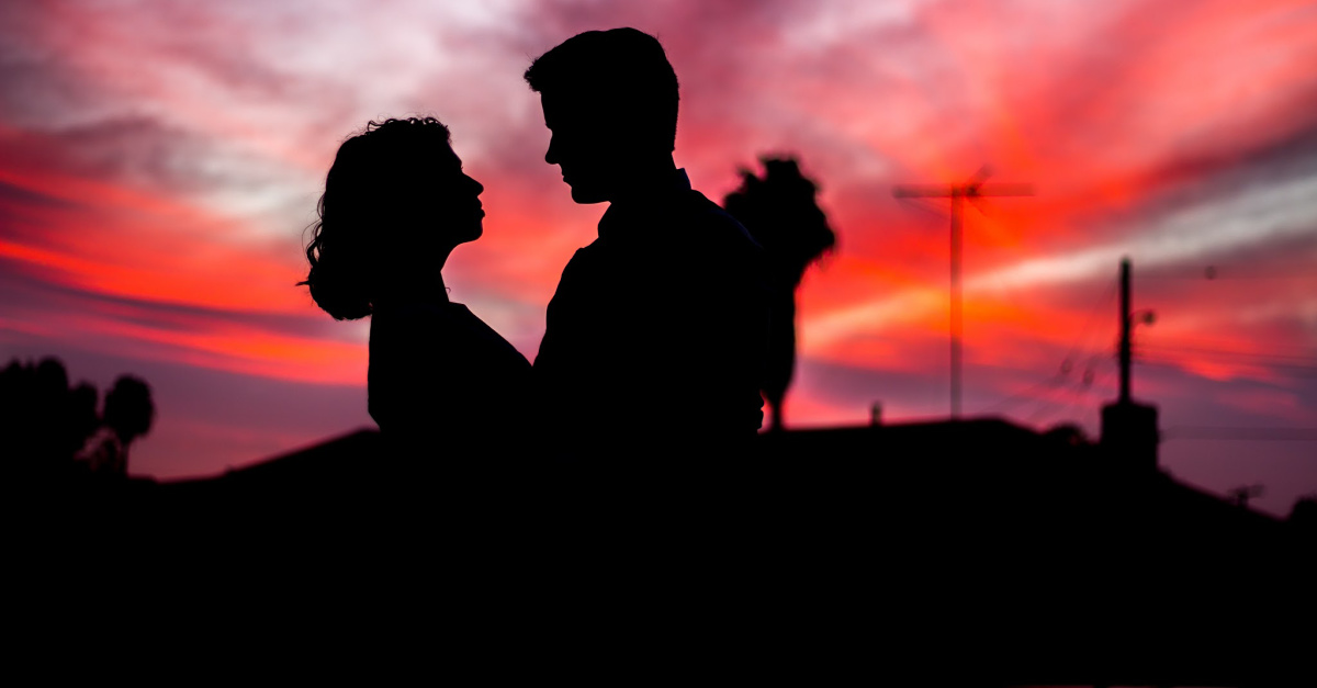 Silhouette of a couple at sunset