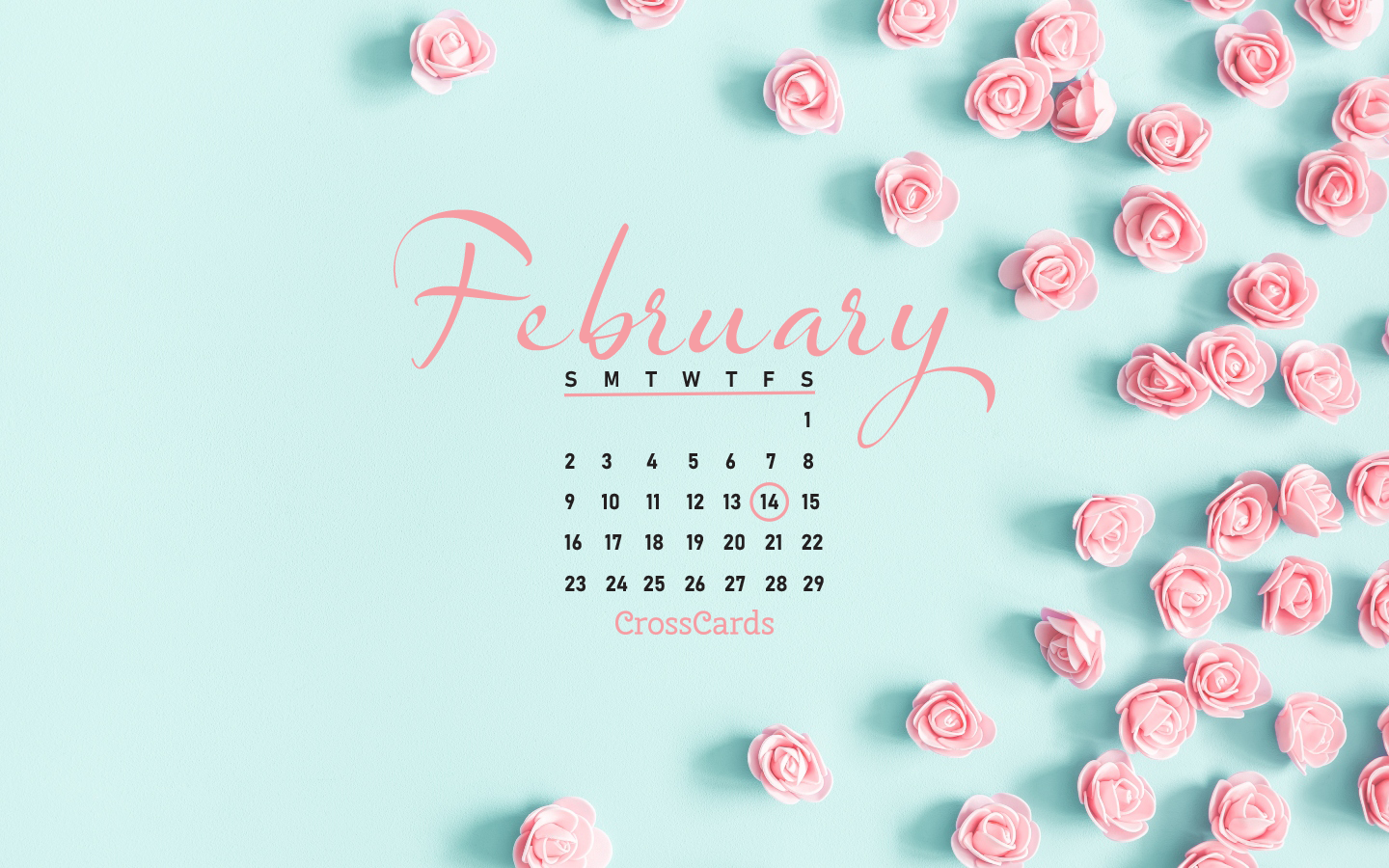 February 2020 Valentines Flowers Desktop Calendar Free February 
