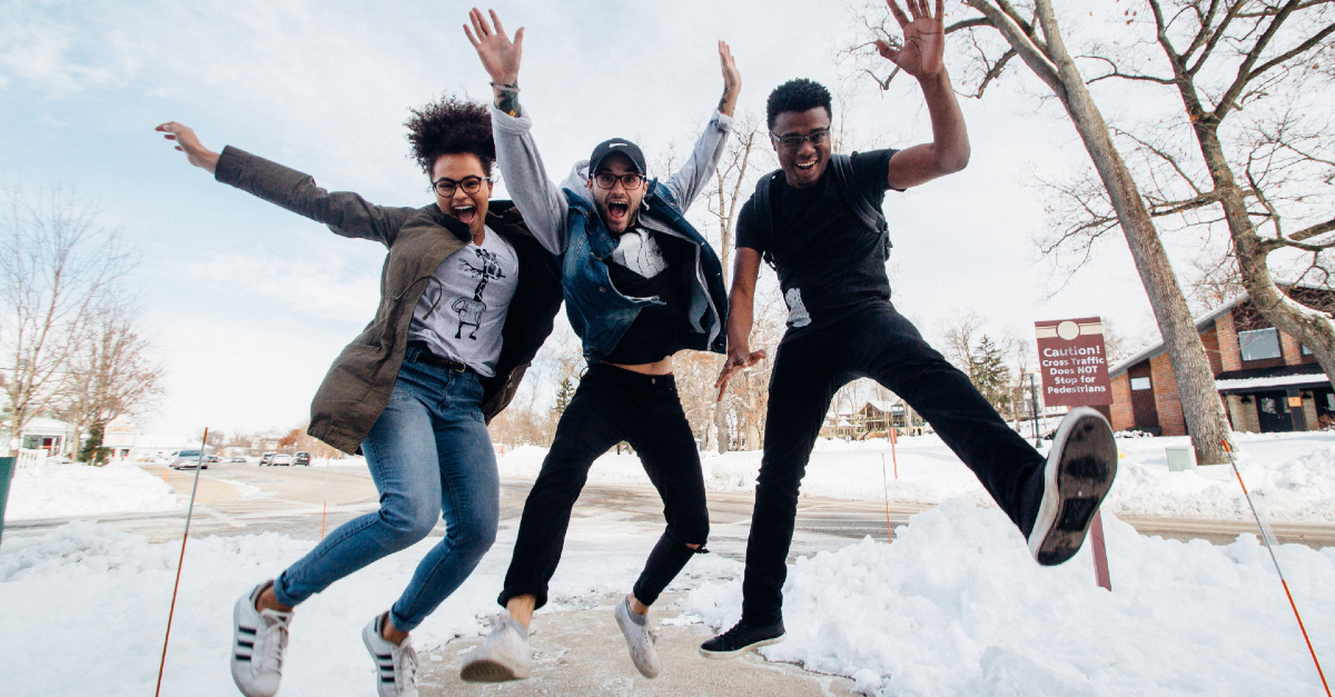 Friends having fun outside