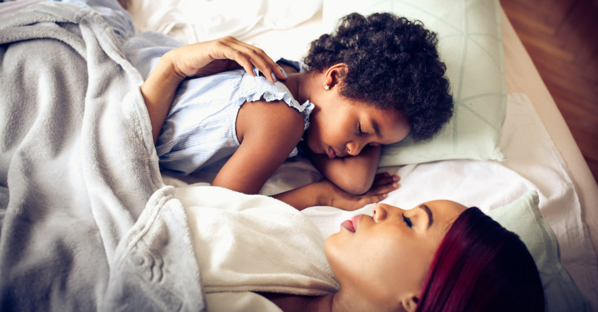 mom and son sleeping - now i lay me down to sleep prayer