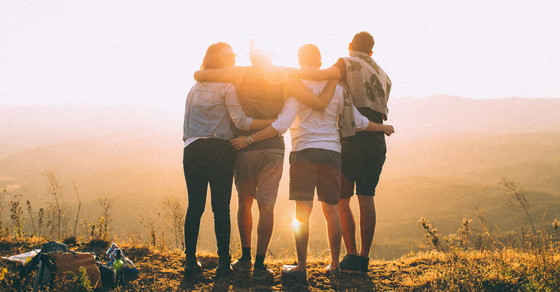 Group of friends hugging