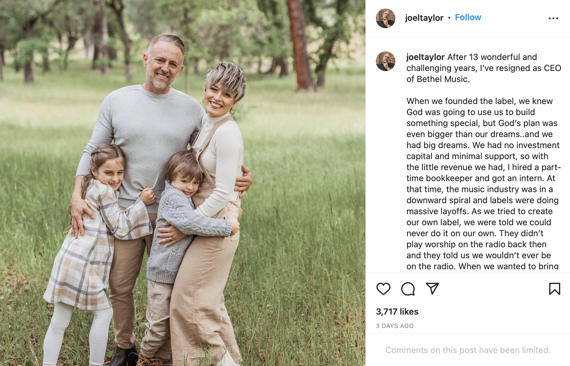 Joel Taylor and his family