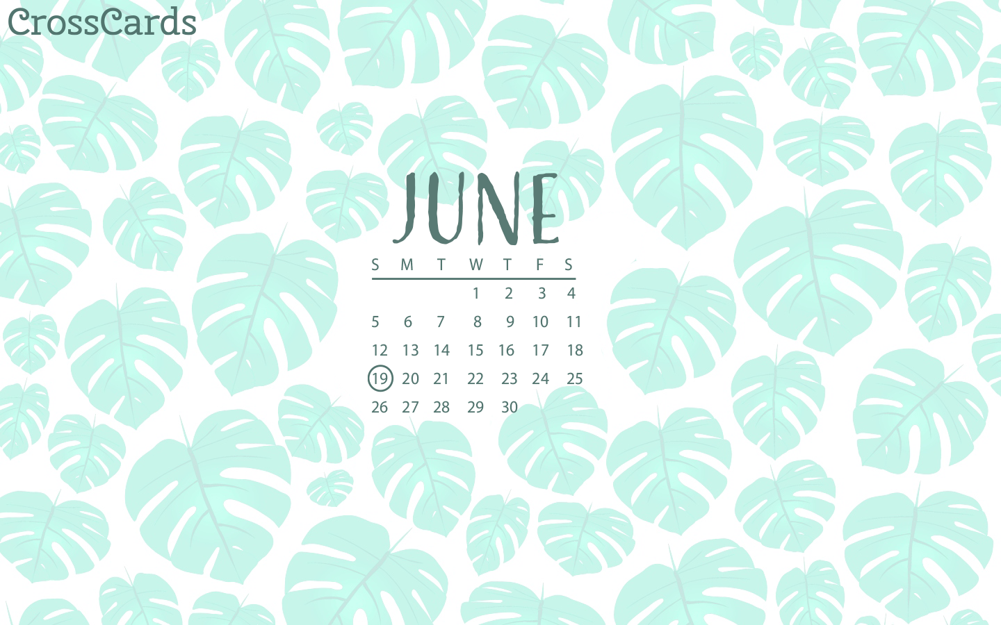 June 2022 - Tropical Leaves mobile phone wallpaper