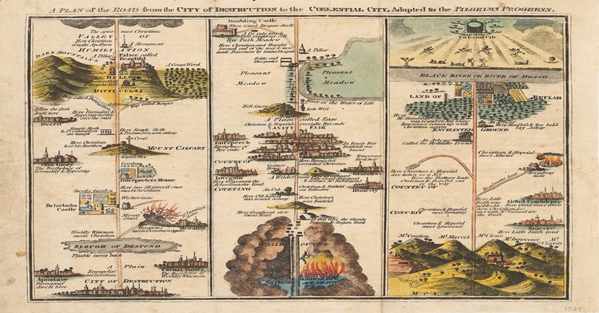 1821 Pilgrims Progress map illustration