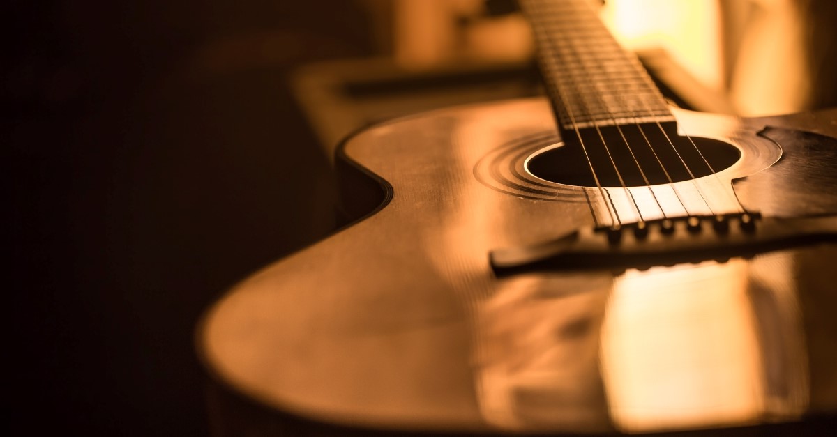 closeup on accoustic guitar
