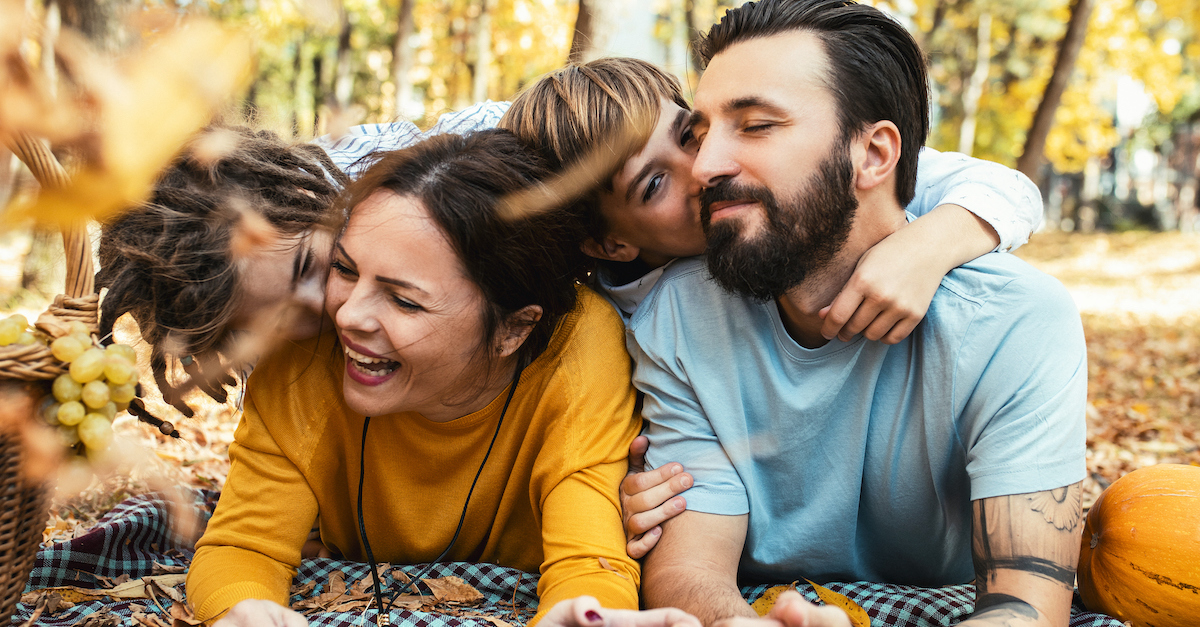 Family picnic in fall