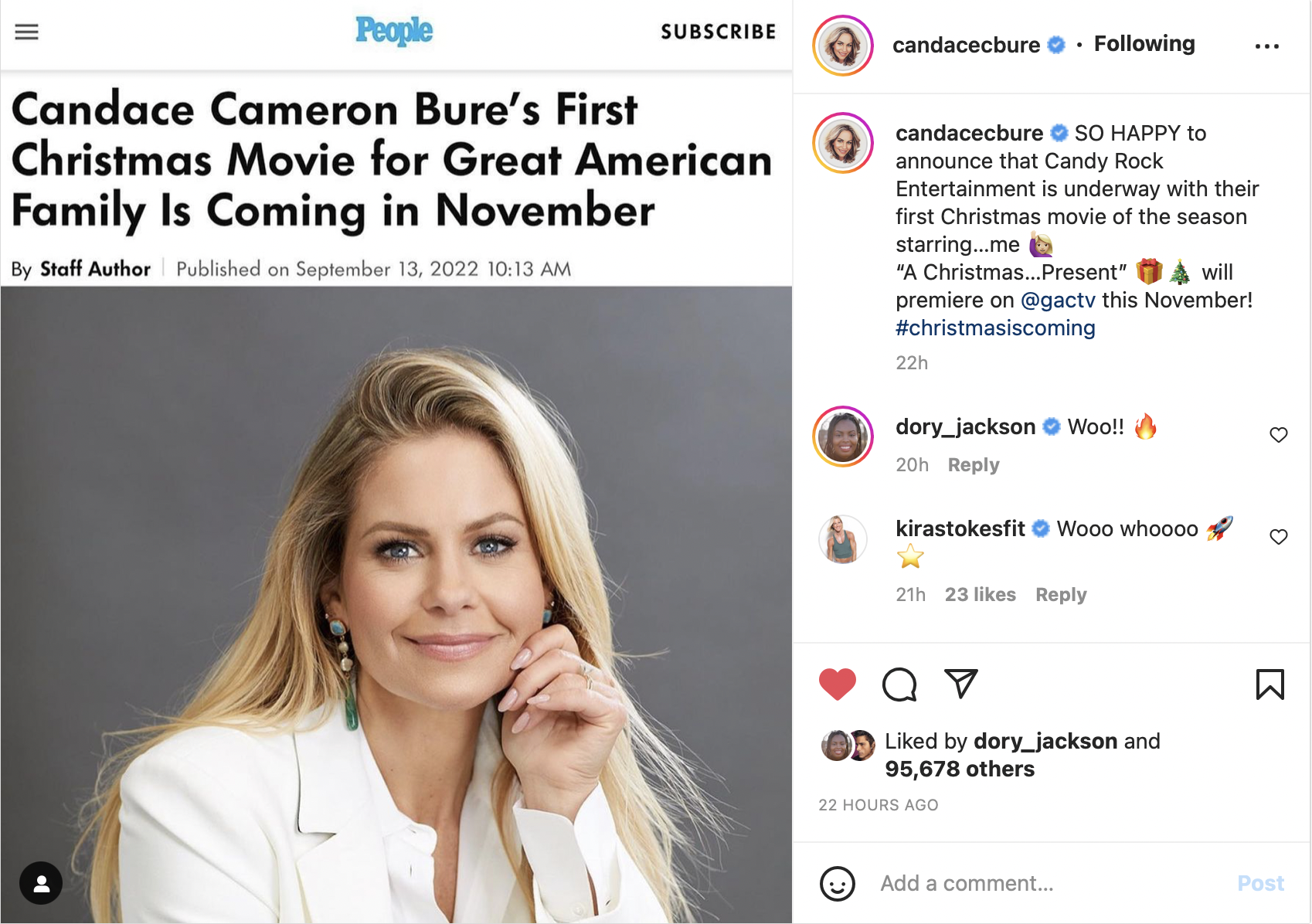 Candace Cameron Bure announces new GAC Christmas movie