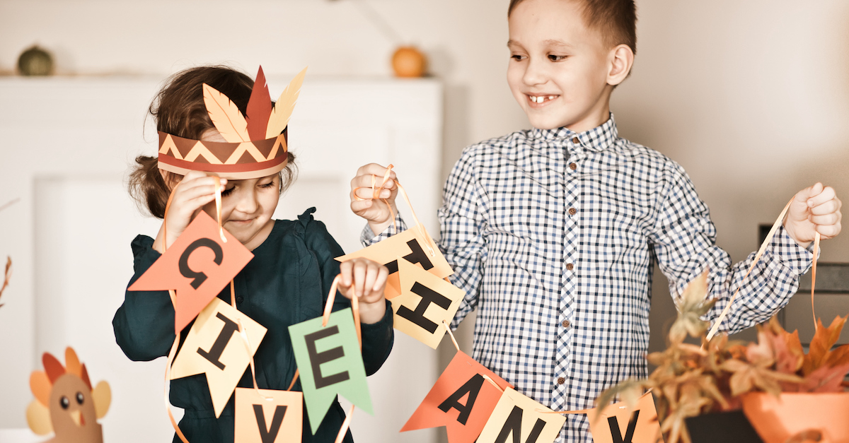 Kids playing game on thanksgiving