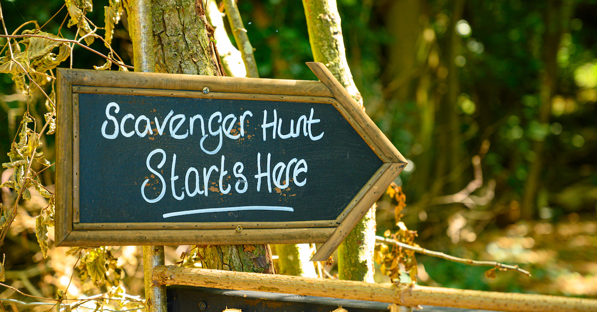 Sign for scavenger hunt