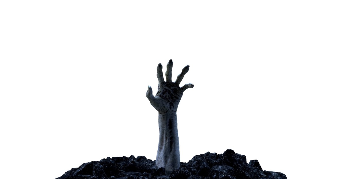 hand rising from grave