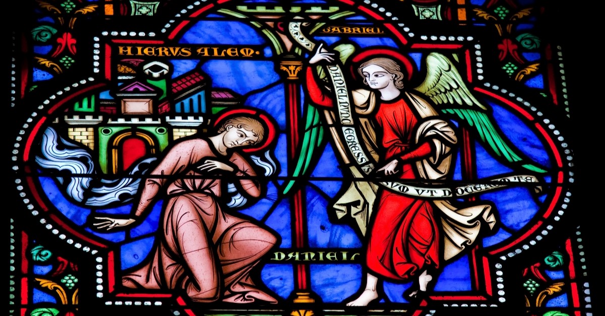 stained glass mural Gabriel and Daniel, what do archangels do