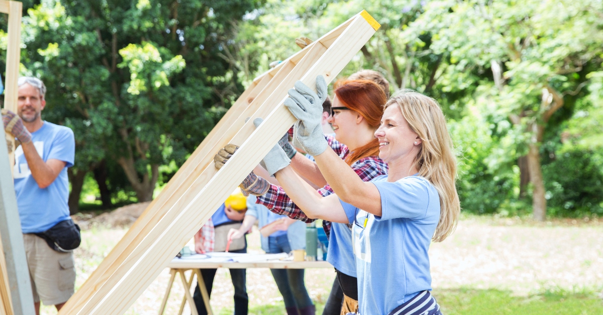 Building a house, volunteering