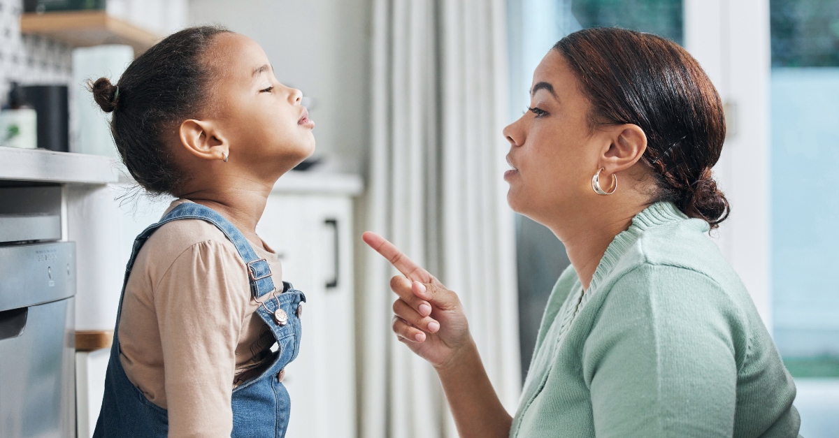 Mom disciplining her daughter