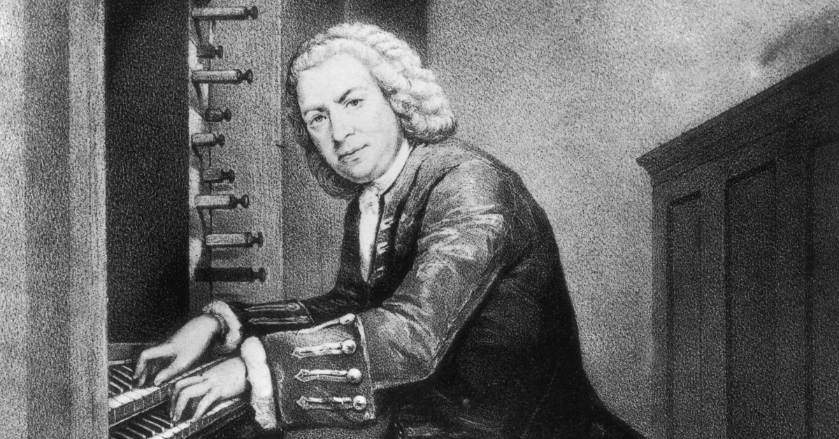 1725 print Johann Sebastian Bach playing organ