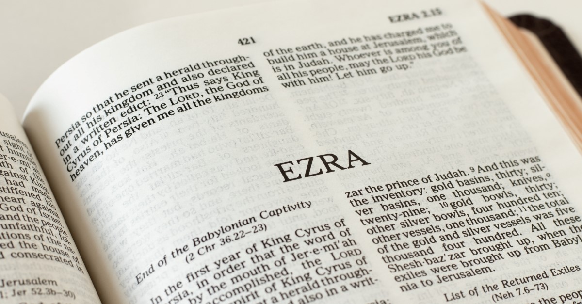 bible open to the book of ezra