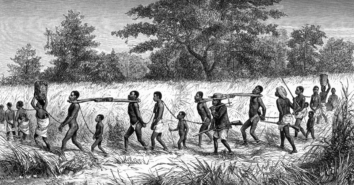 David Livingstone slavery sketch: Gang of Captives Met at Mbame’s on Their Way to Tette.