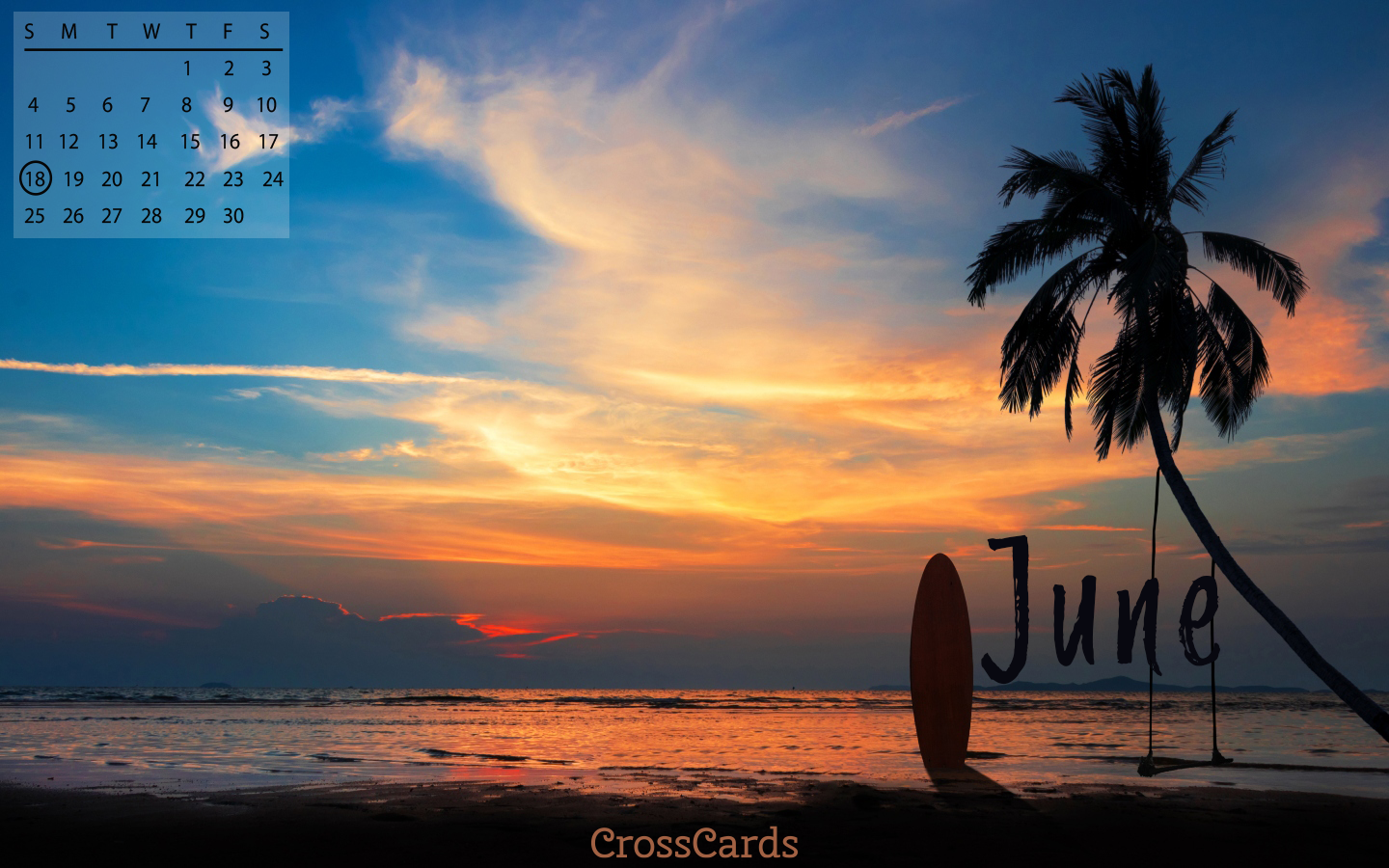 June 2023 - Beach Sunset mobile phone wallpaper