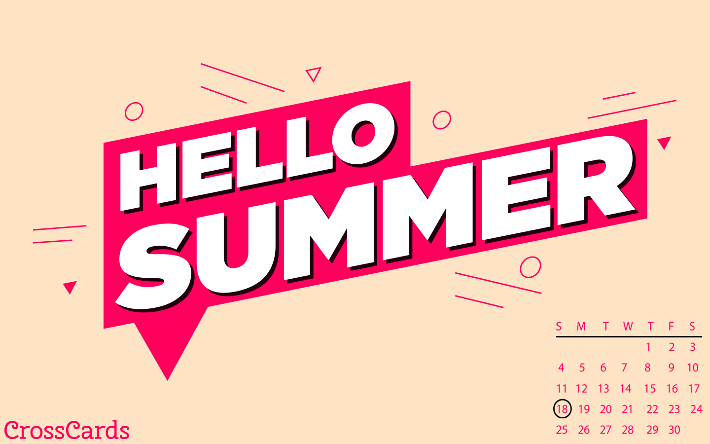June 2023 - Hello Summer mobile phone wallpaper