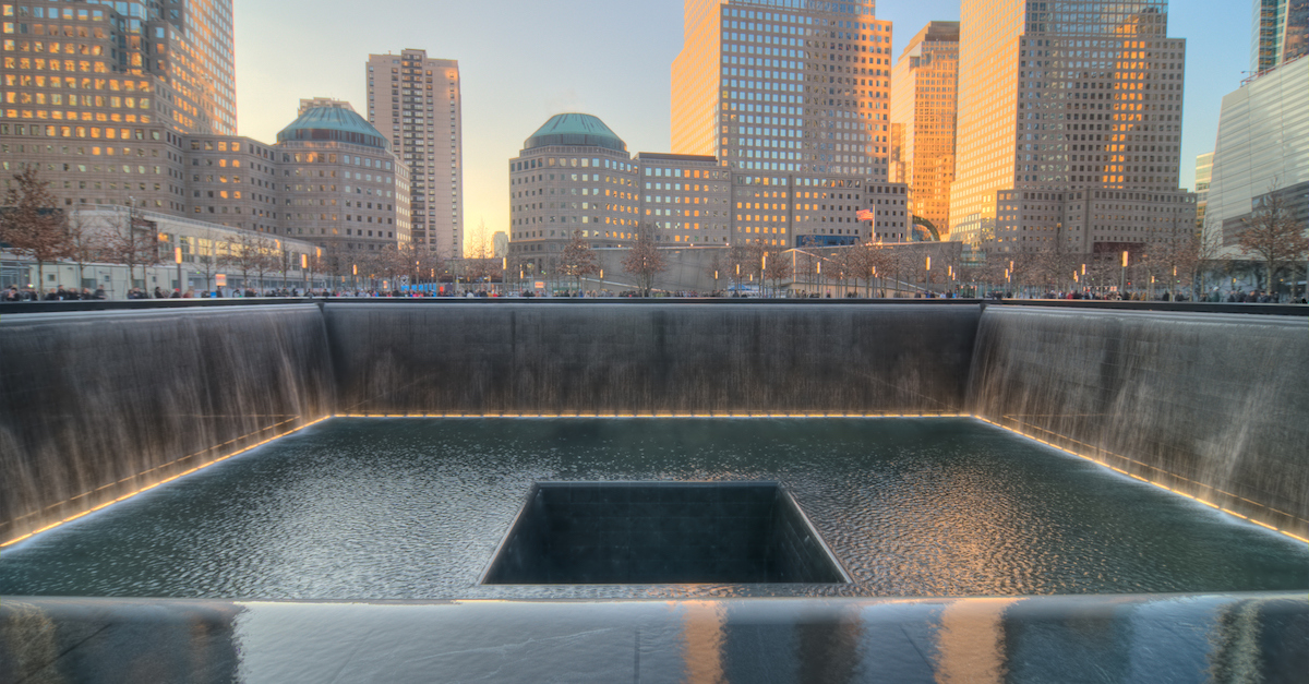 September 11 memorial fountain in NYC, 9/11