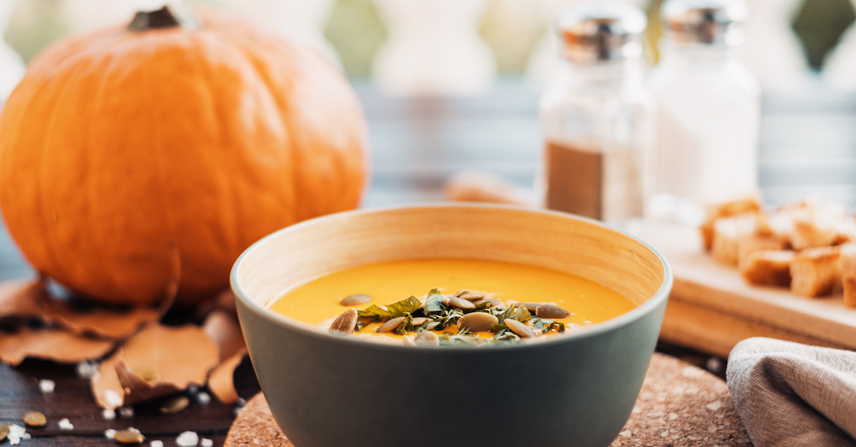 Fall cozy pumpkin soup cooking food