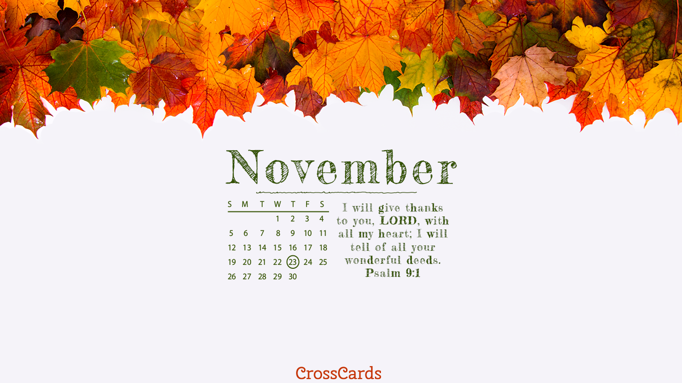 November 2023 - Fall Colors Desktop Calendar- Free November Wallpaper