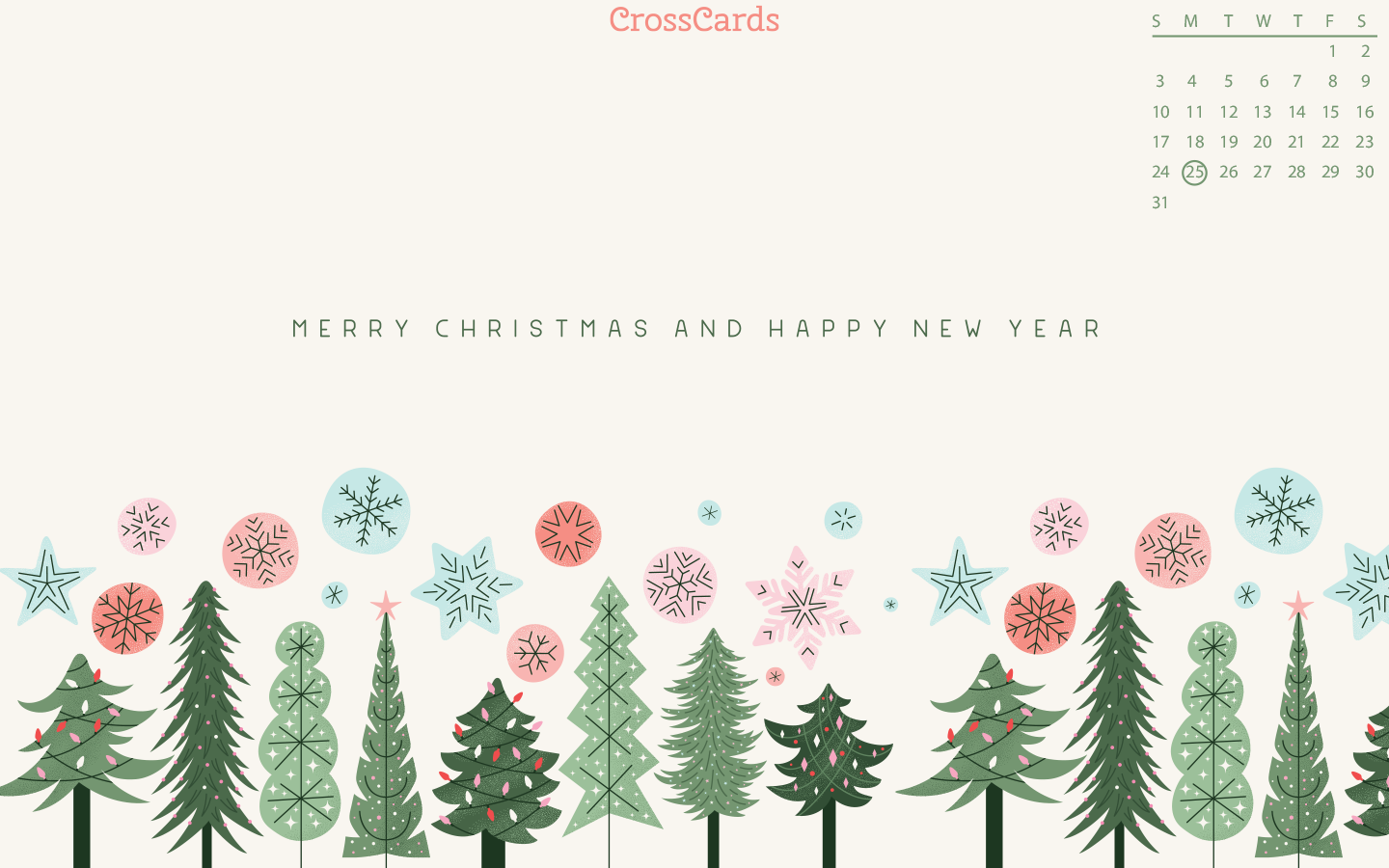 December 2023 - Christmas Trees mobile phone wallpaper