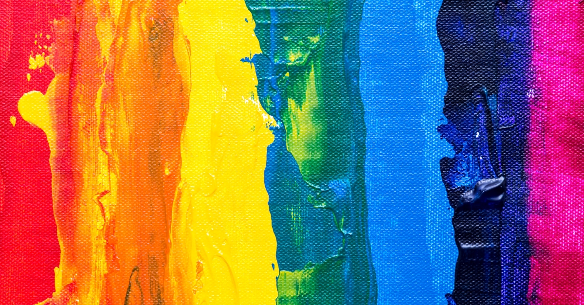 Thick rainbow paint on a canvas