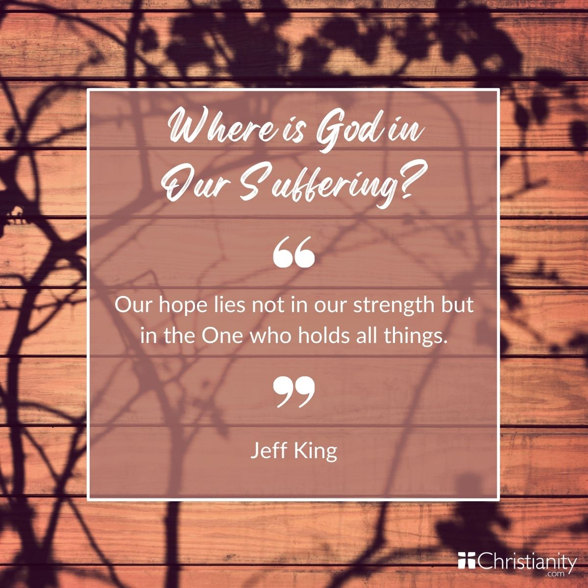 Where Is God in Our Suffering?