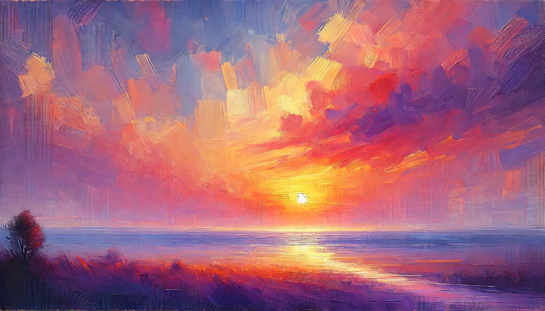 Impressionist Painting of Sunset