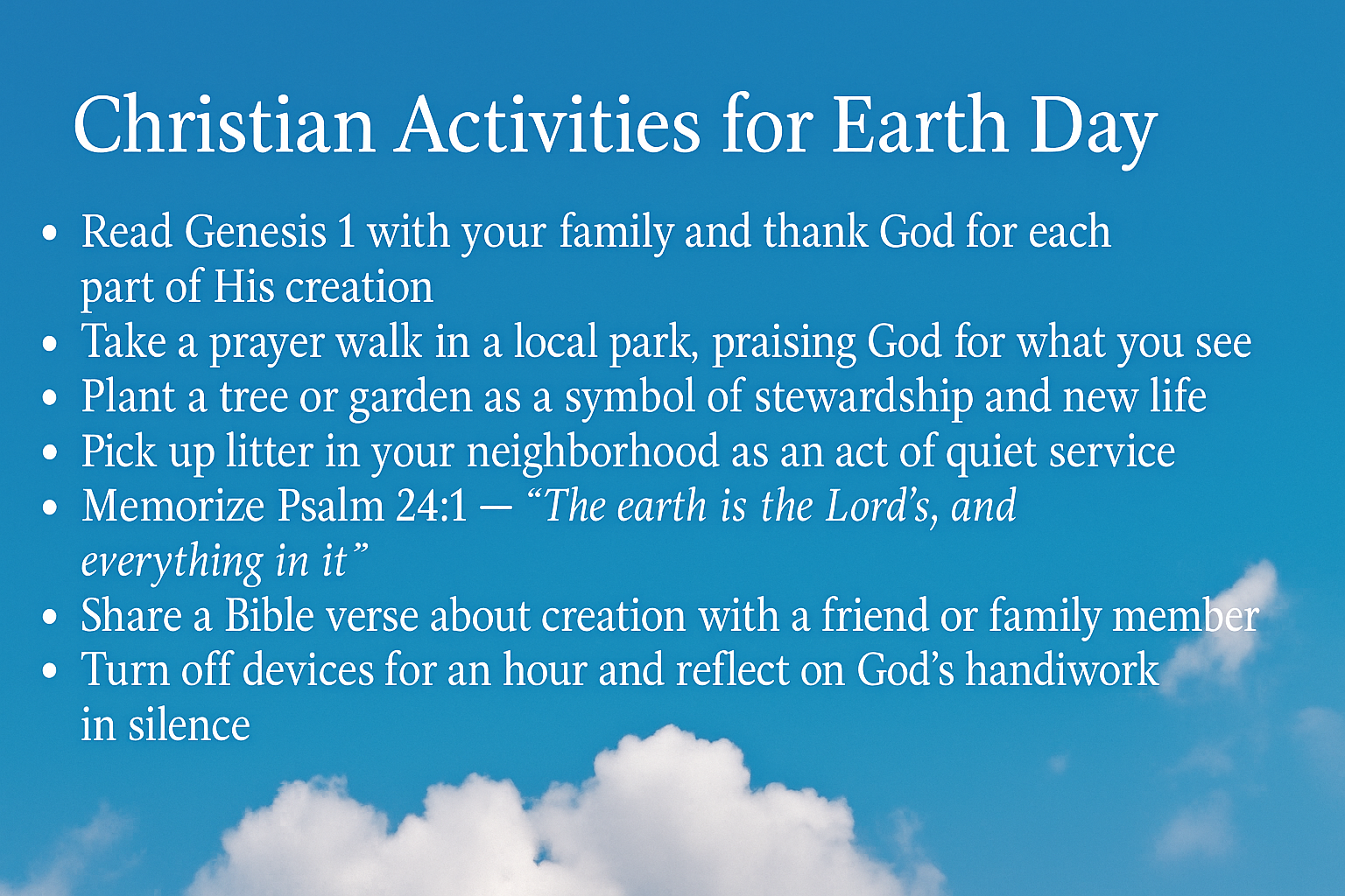Christian Earth Day activities