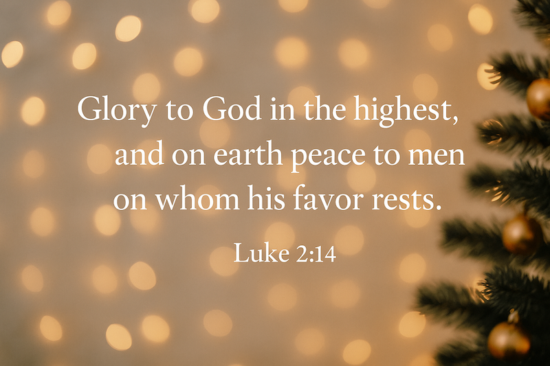 peace at Christmas; Glory to God in the highest, and on earth peace to men on whom his favor rests. Luke 2:14
