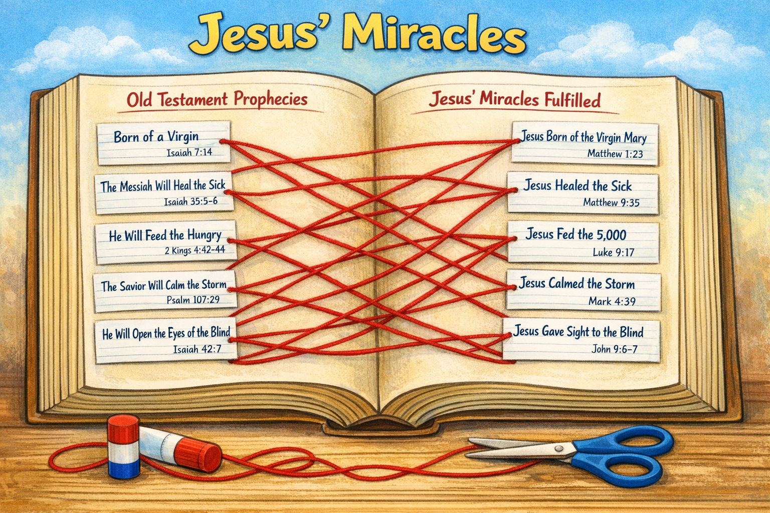 Jesus miracles sunday school lesson illustration