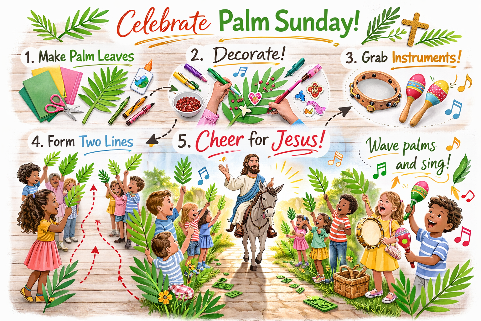 palm sunday sunday school lesson activity illustration